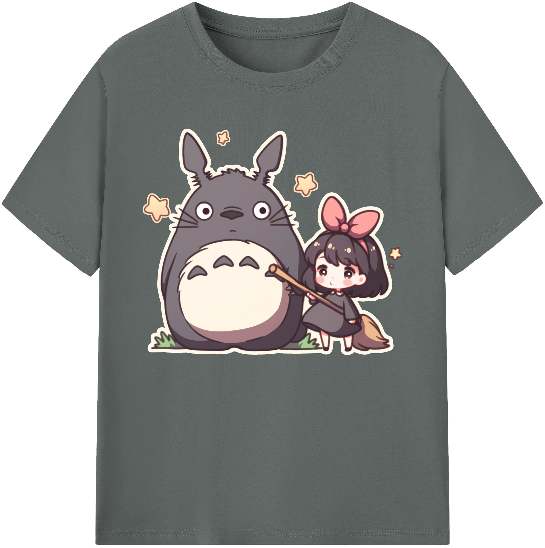 （画像用） となりのトトロ 草壁メイ 草壁サツキ My Neighbor Totoro Satsuki Kusakabe Mei Kusakabe 綿100％ メンズ半袖Tシャツ｜肌触りやわらか＆通気性
